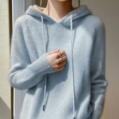 Camila | Women's Ribbed Hooded Knitted Jumper