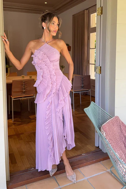 Camilla | Women's Halter Backless Wedding Guest Maxi Dress
