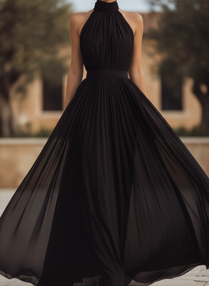 Camilla | Women's Pleated Halterneck Maxi Dress