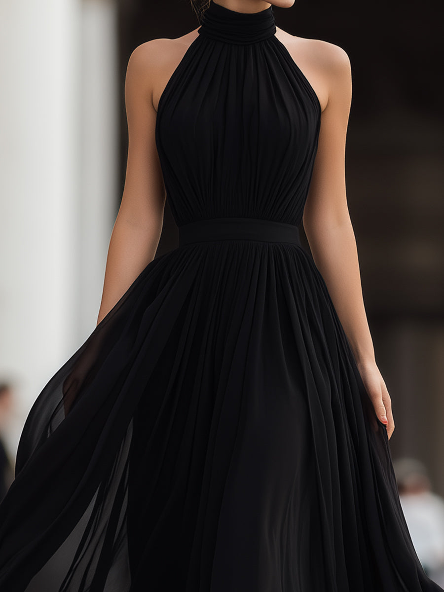 Camilla | Women's Pleated Halterneck Maxi Dress