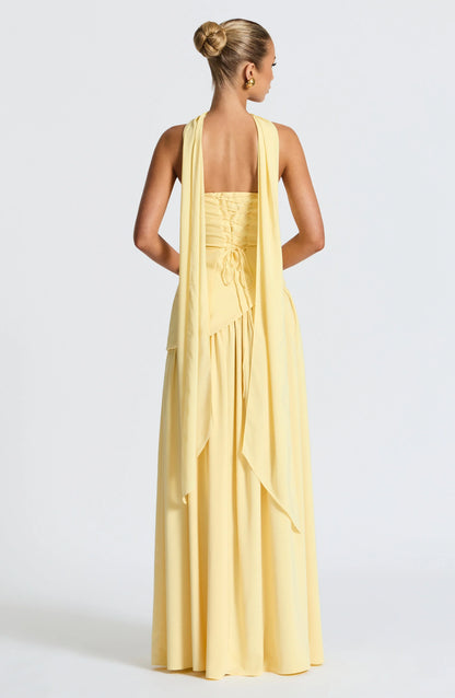 Carolyn | Women's Draped Strapless Occasion Maxi Dress