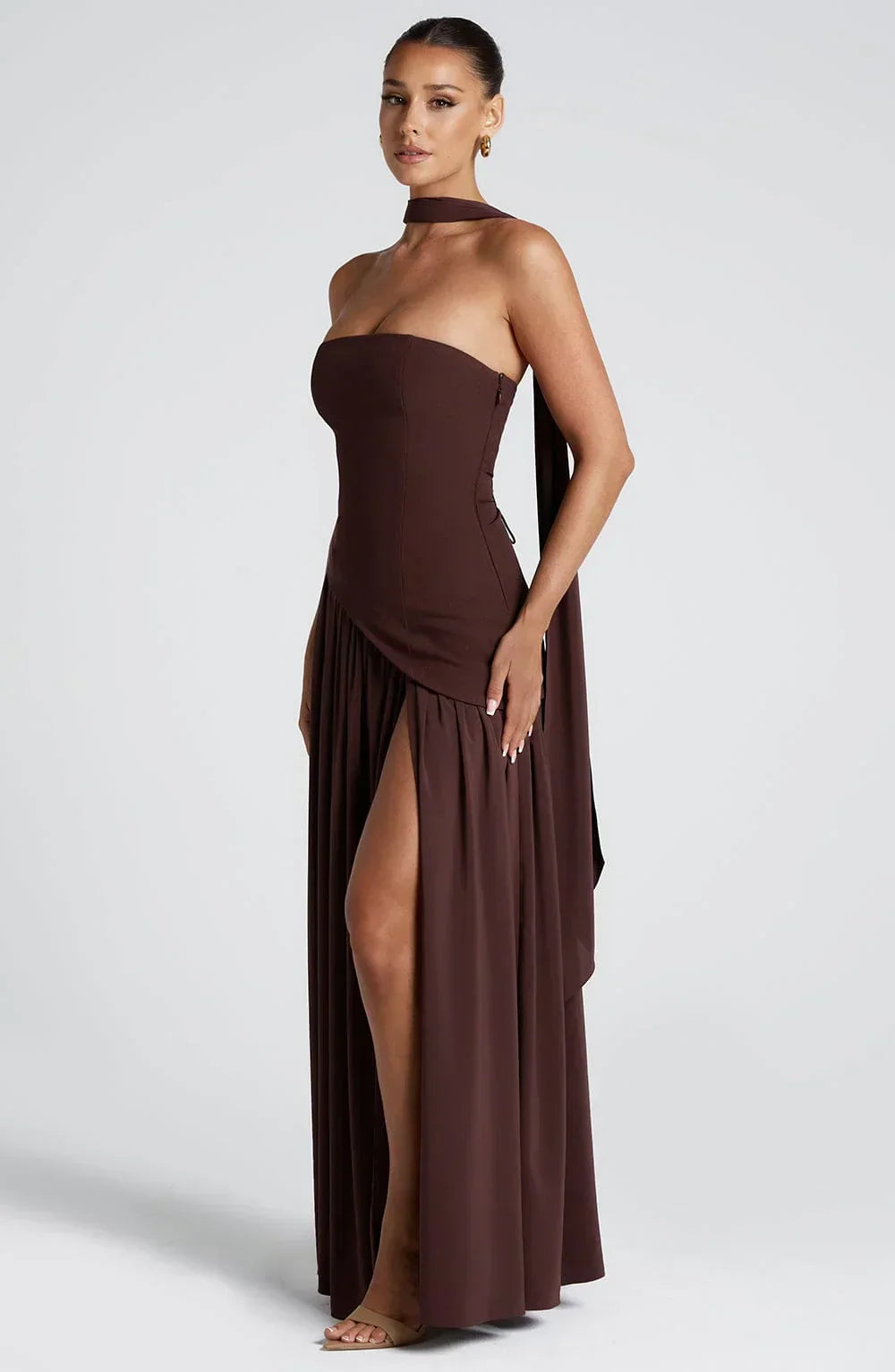 Carolyn | Women's Draped Strapless Occasion Maxi Dress