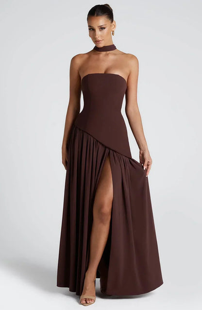 Carolyn | Women's Draped Strapless Occasion Maxi Dress