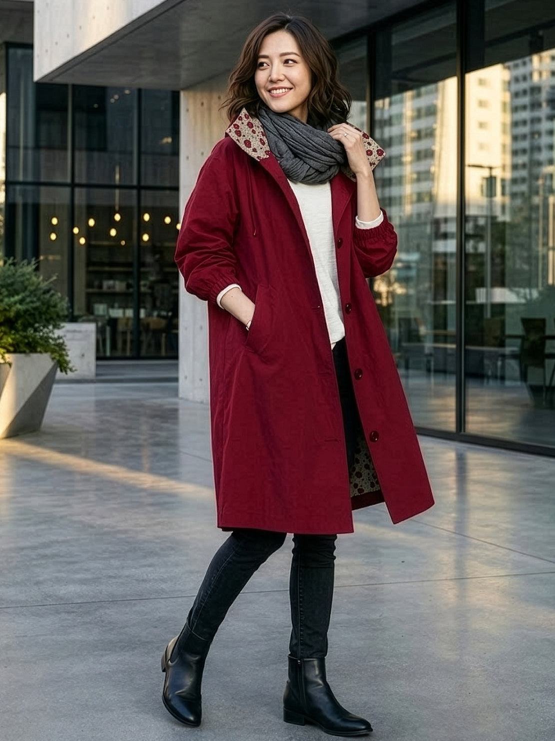 Carolyn | Women's Oversized Water Resistant Hooded Windbreaker Rain Jacket