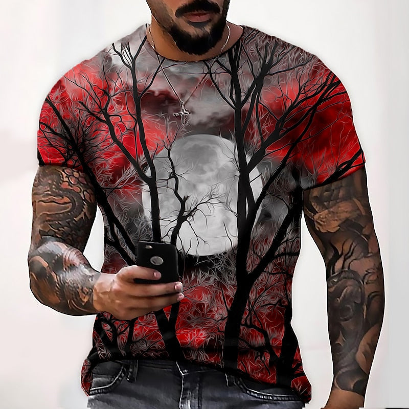 Adam | Men's Halloween Moon Graphic Crew Neck T-Shirt