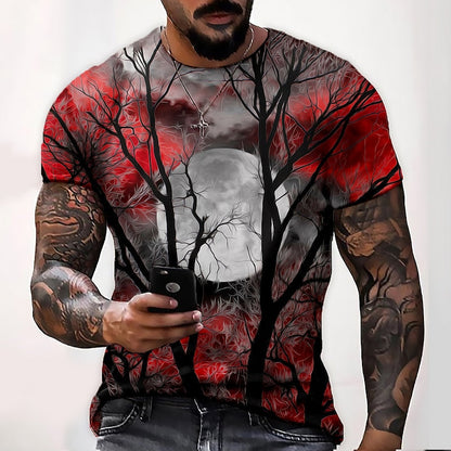 Adam | Men's Halloween Moon Graphic Crew Neck T-Shirt