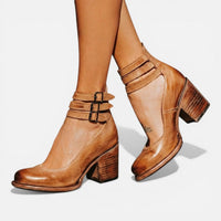Chloe | Women's Leather Block Heel Ankle Boots