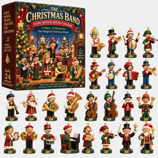 Christmas Band Advent Calendar with 24 Hand-Painted Musical Ornaments