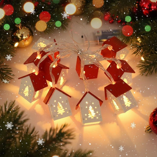 Christmas Light Up House String Lights with Warm White LEDs