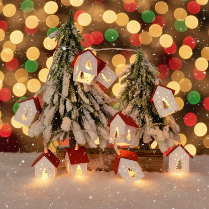Christmas Light Up House String Lights with Warm White LEDs