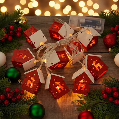 Christmas Light Up House String Lights with Warm White LEDs