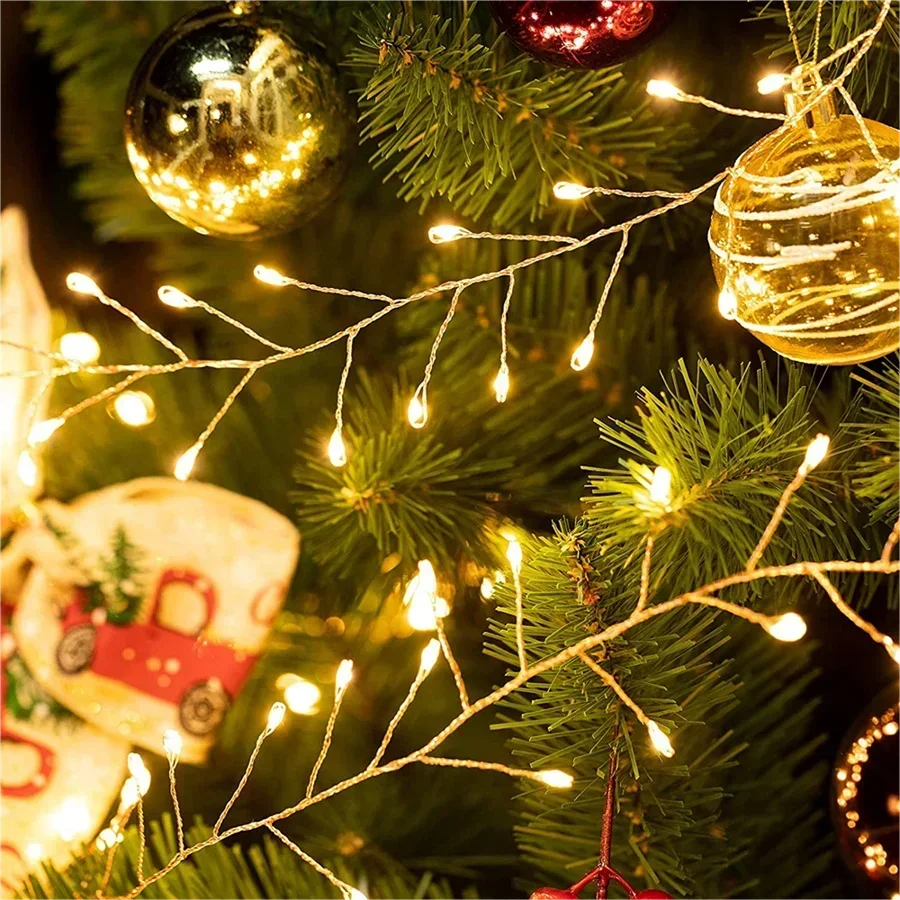 Christmas String Lights Remote-Controlled Warm White LED Cluster