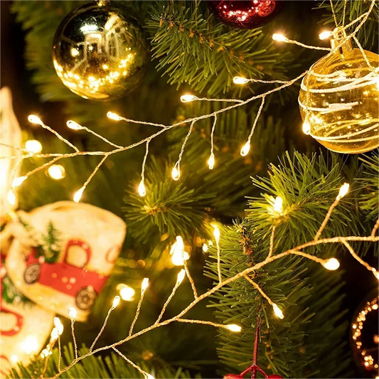 Christmas String Lights Remote-Controlled Warm White LED Cluster
