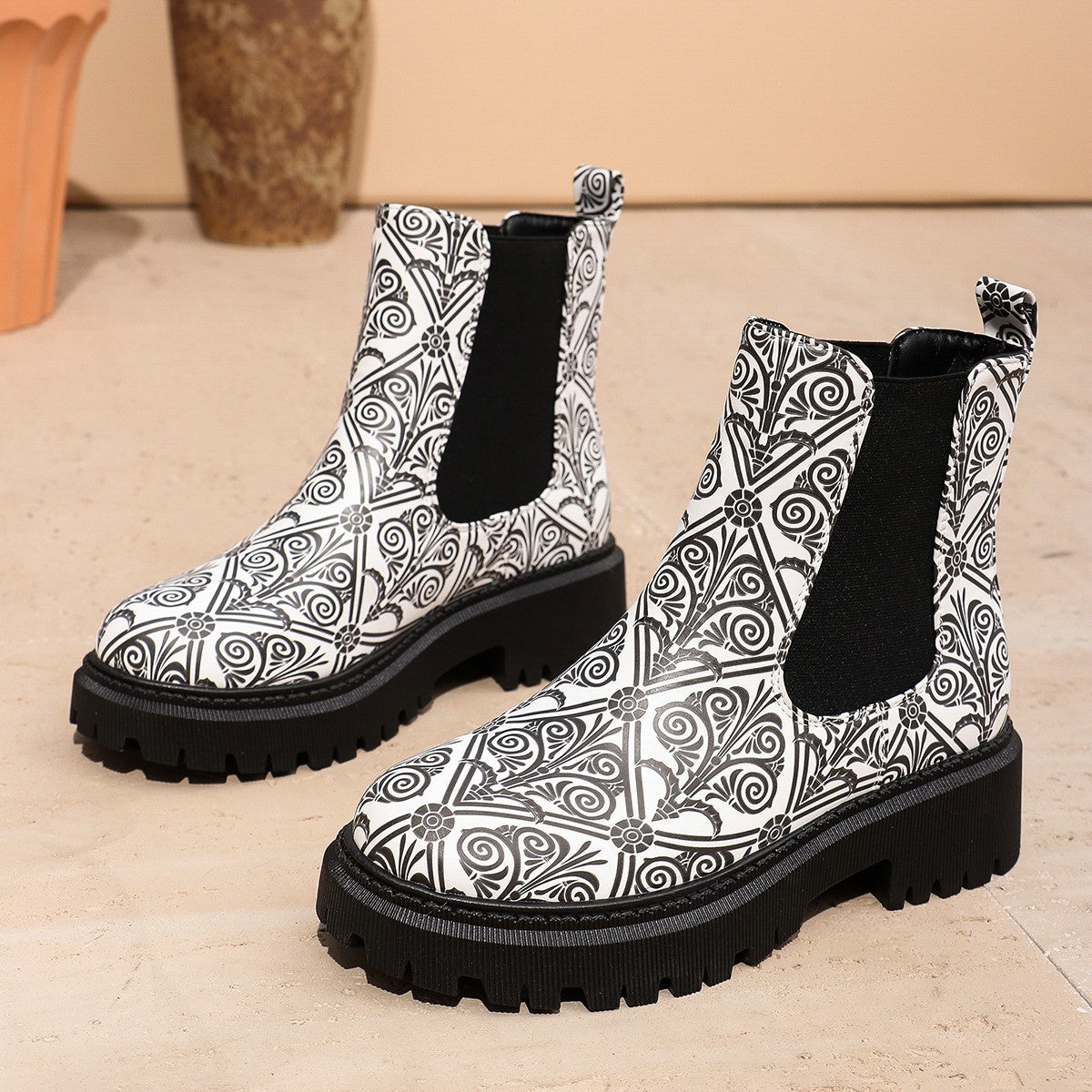 Claire | Women's Printed Chelsea Boots with Chunky Lug Sole