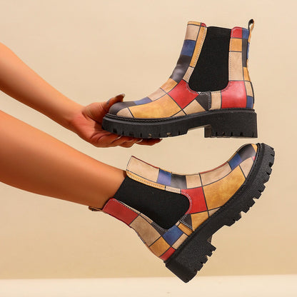 Claire | Women's Printed Chelsea Boots with Chunky Lug Sole