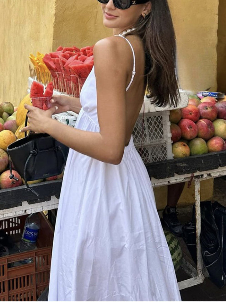 Cressy | Women’s Elegant V-Neck Beach Midi Dress