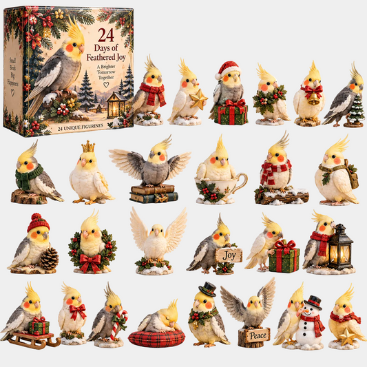 Cockatiel Advent Calendar with 24 Unique Handcrafted Figurines