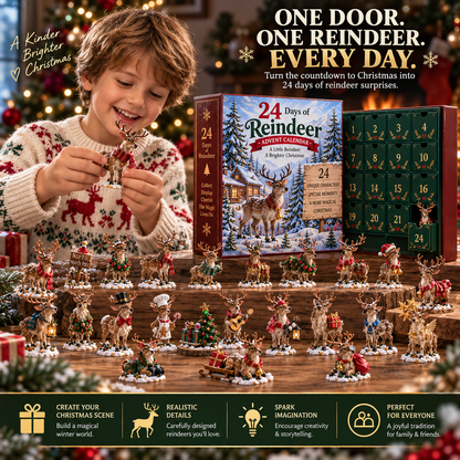 Collectible Reindeer Advent Calendar with 24 Unique Figures