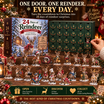 Collectible Reindeer Advent Calendar with 24 Unique Figures