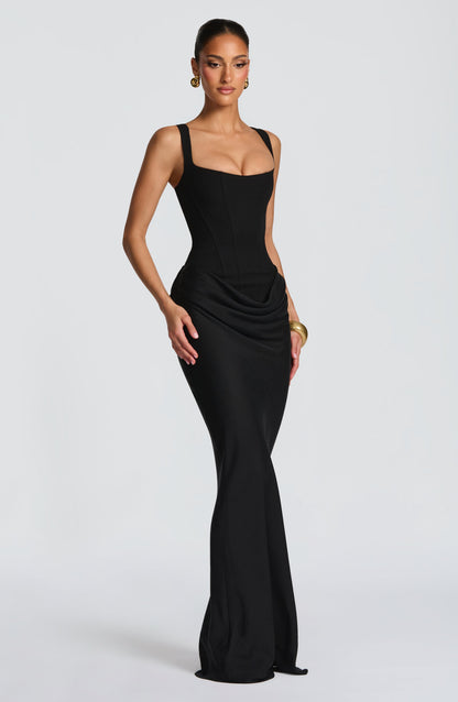 Charlotte | Women's Elegant Draped Square Neck Dress