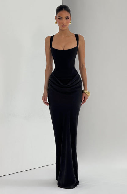 Charlotte | Women's Elegant Draped Square Neck Dress