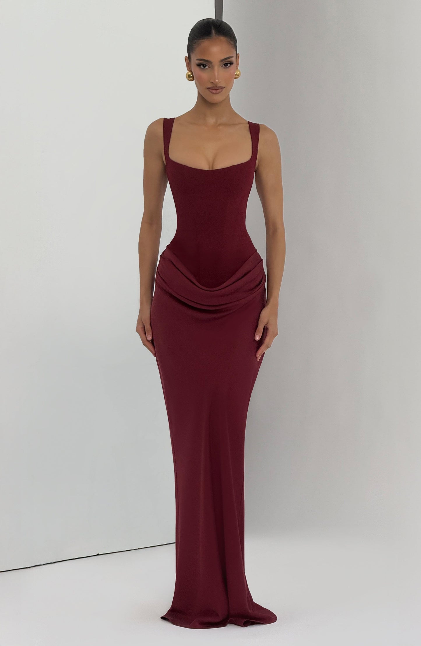 Megan | Women's Formal Draped Evening Maxi Dress