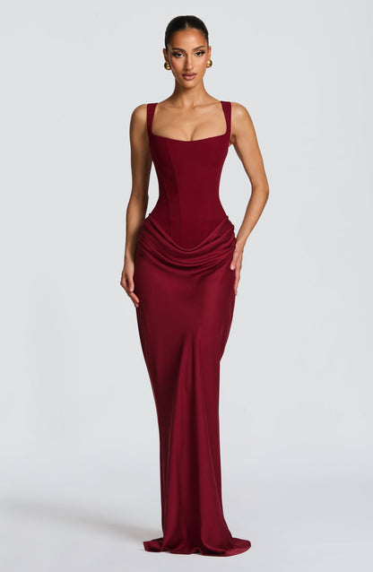 Megan | Women's Formal Draped Evening Maxi Dress