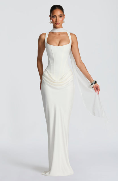Charlotte | Women's Elegant Draped Square Neck Dress