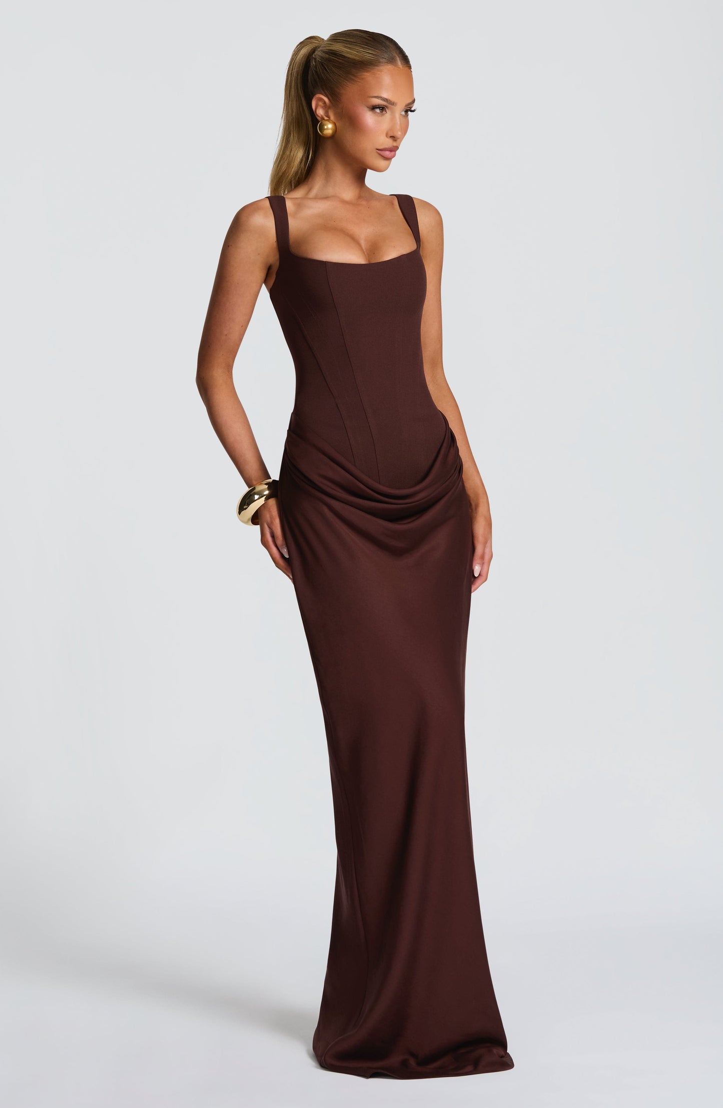Charlotte | Women's Elegant Draped Square Neck Dress
