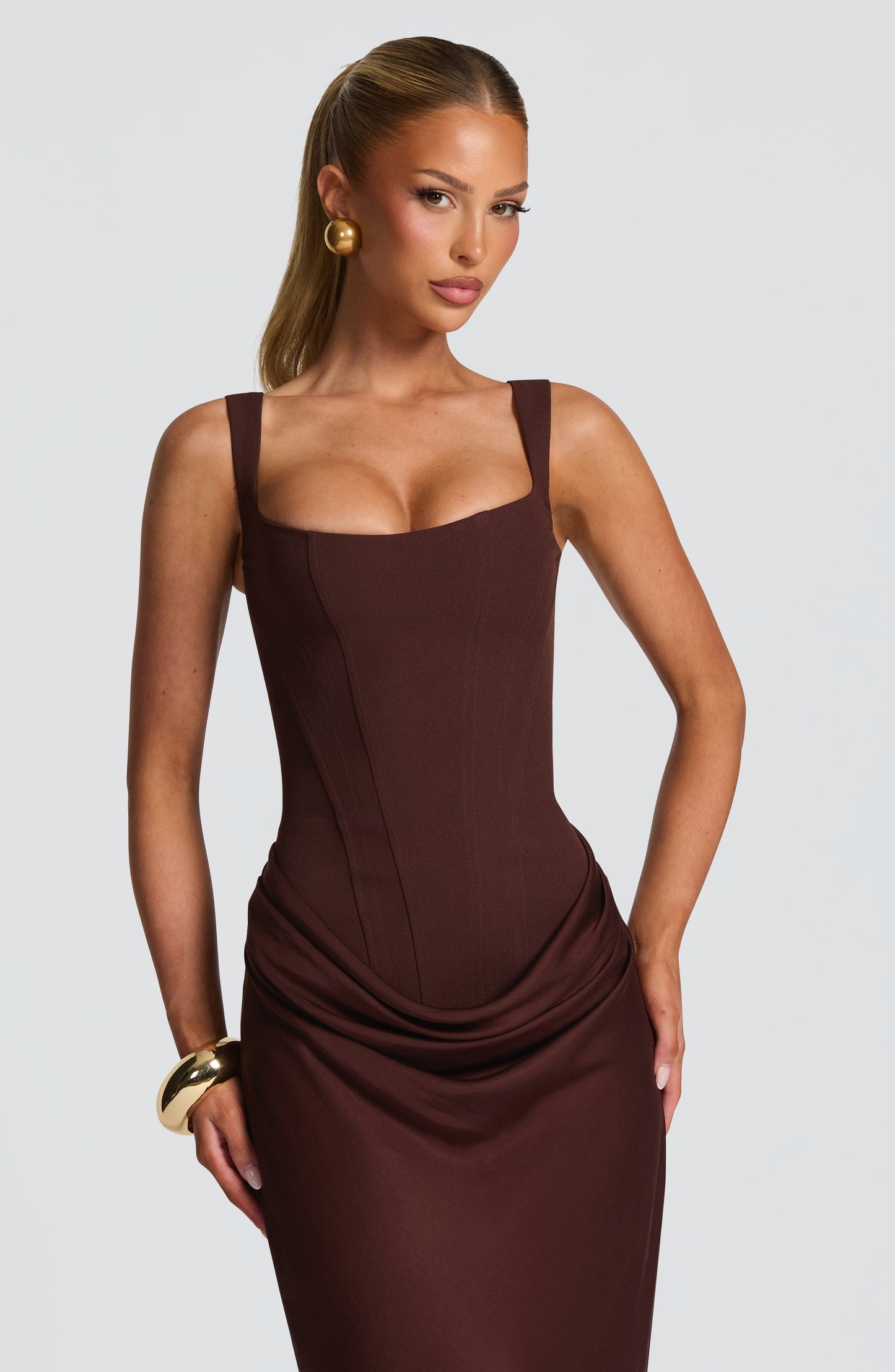 Charlotte | Women's Elegant Draped Square Neck Dress