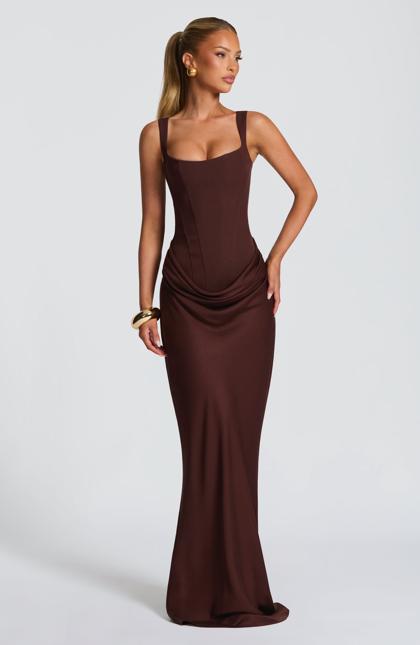 Charlotte | Women's Elegant Draped Square Neck Dress