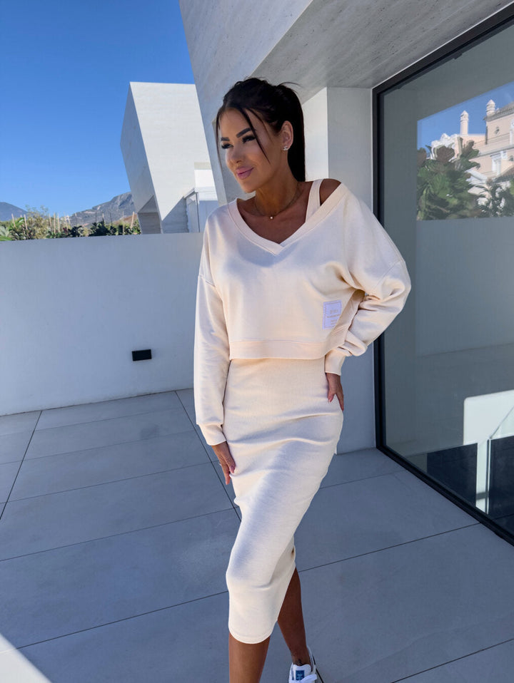 Abigail | Women’s V-neck Two-Piece Midi Dress