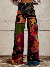 Daisy | Women's High Waist Baggy Bohemian Printed Jeans