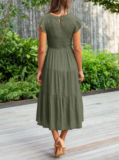 Selma | Women's Casual Midi Dress with Ruffled Sleeves