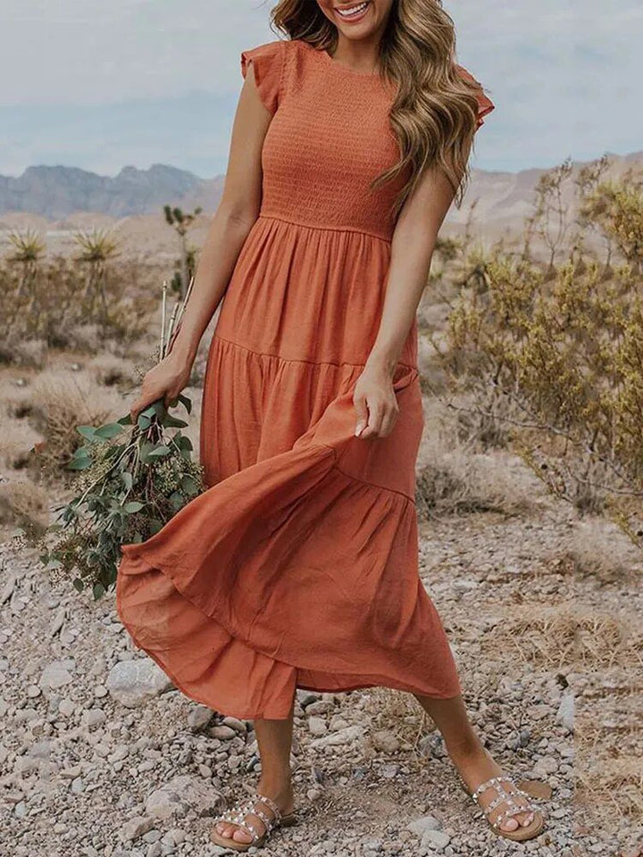 Selma | Women's Casual Midi Dress with Ruffled Sleeves