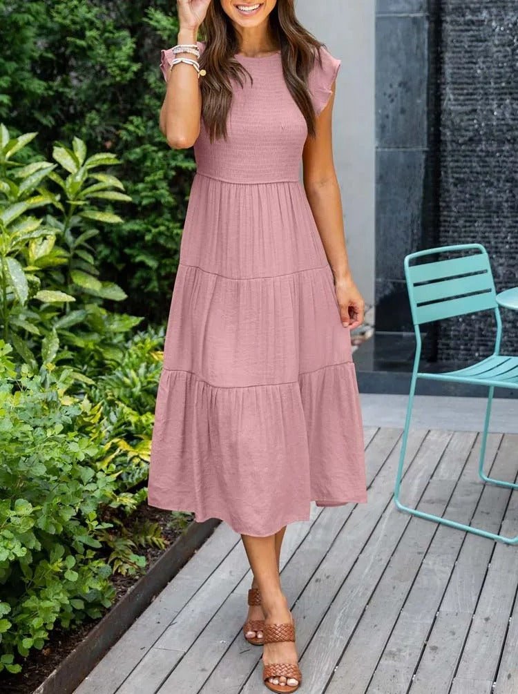 Selma | Women's Casual Midi Dress with Ruffled Sleeves