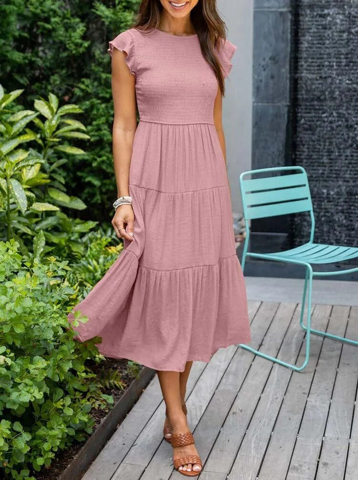 Selma | Women's Casual Midi Dress with Ruffled Sleeves