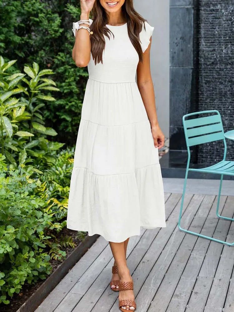 Selma | Women's Casual Midi Dress with Ruffled Sleeves