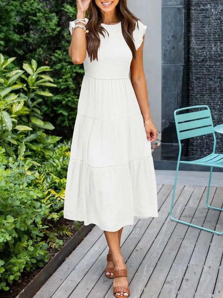 Selma | Women's Casual Midi Dress with Ruffled Sleeves