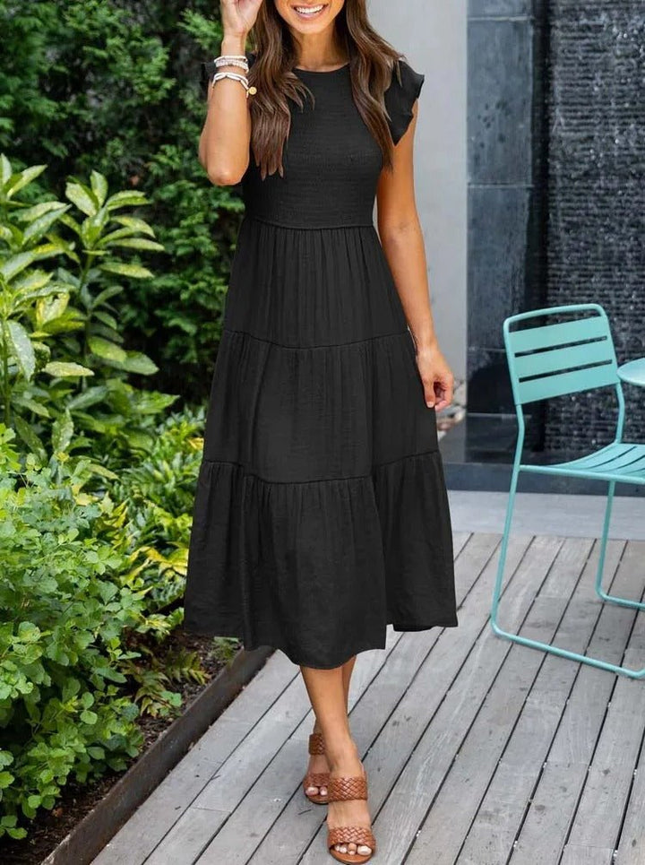 Selma | Women's Casual Midi Dress with Ruffled Sleeves