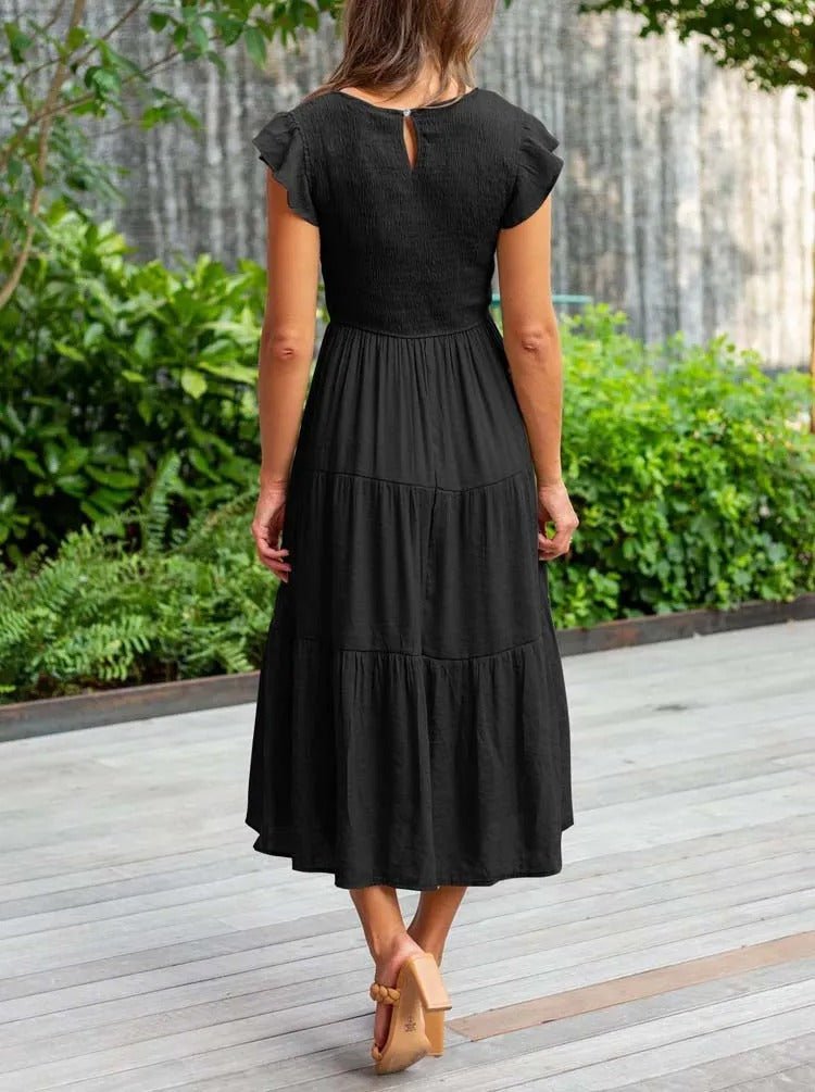 Selma | Women's Casual Midi Dress with Ruffled Sleeves