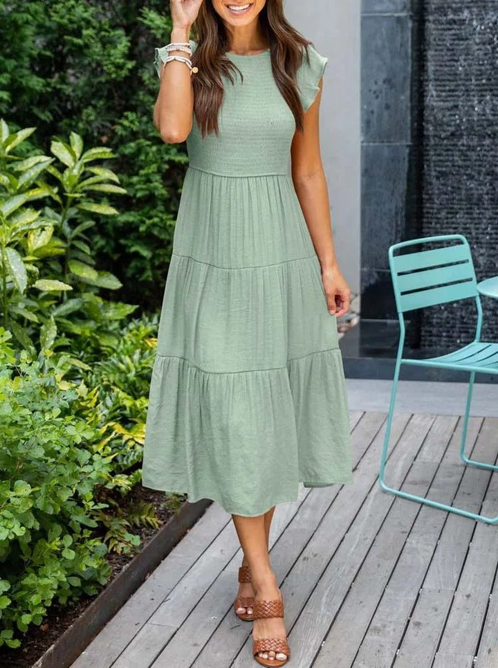Selma | Women's Casual Midi Dress with Ruffled Sleeves