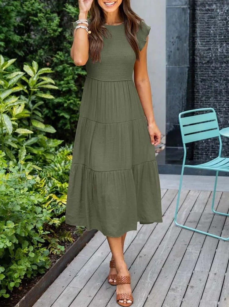 Selma | Women's Casual Midi Dress with Ruffled Sleeves