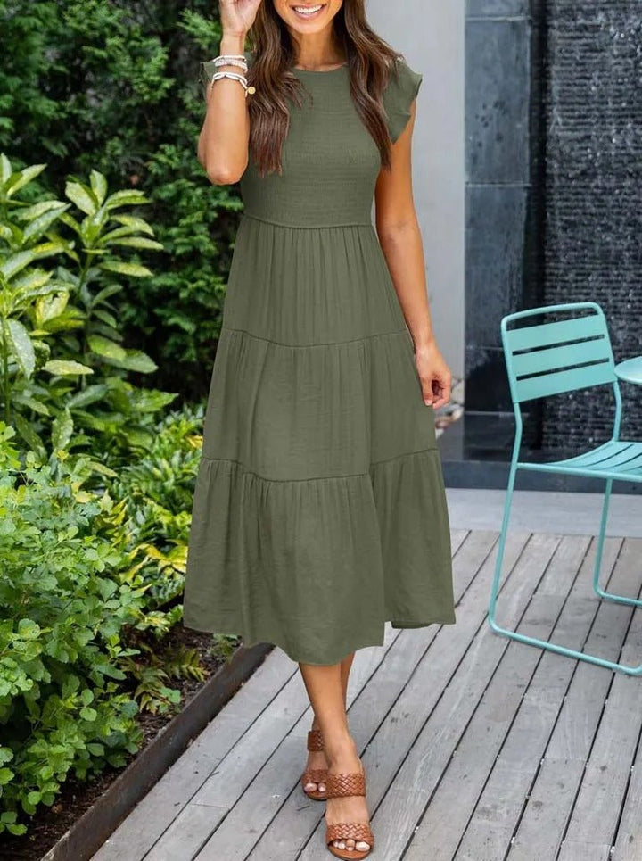 Selma | Women's Casual Midi Dress with Ruffled Sleeves