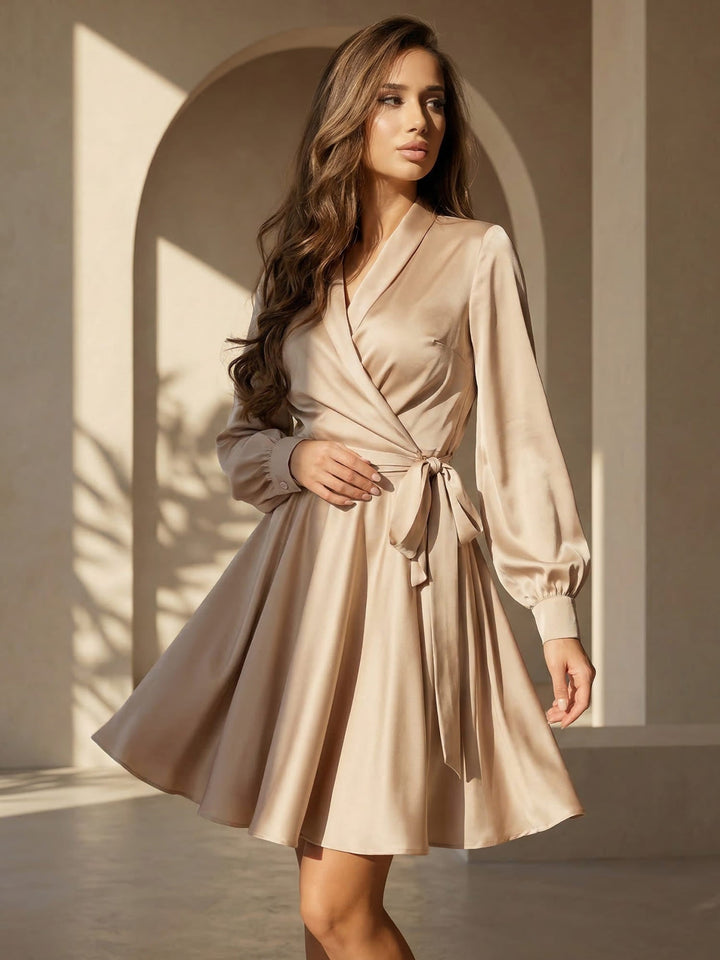 Yamina | Women’s Tie Waist Satin Midi Dress