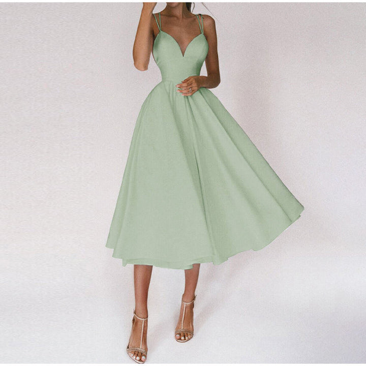 Romina | Women’s Spaghetti Strap Midi Evening Dress