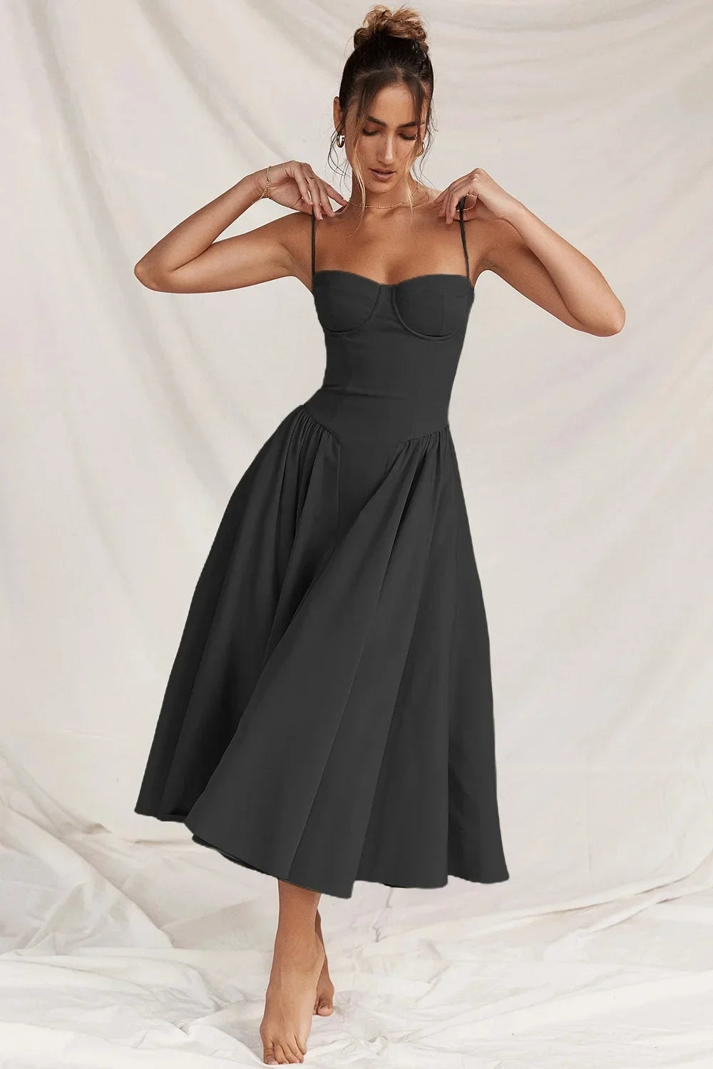 Aerin | Women's Elegant Bustier A Line Midi dress