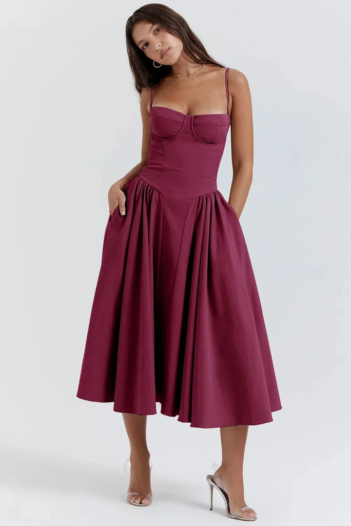 Aerin | Women's Elegant Bustier A Line Midi dress