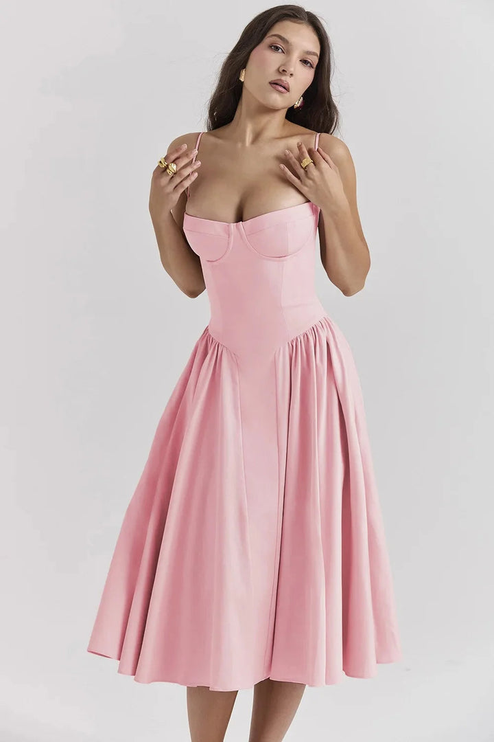 Aerin | Women's Elegant Bustier A Line Midi dress