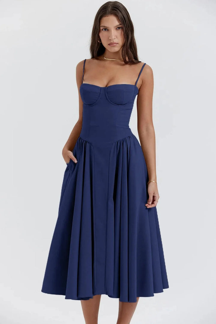 Aerin | Women's Elegant Bustier A Line Midi dress